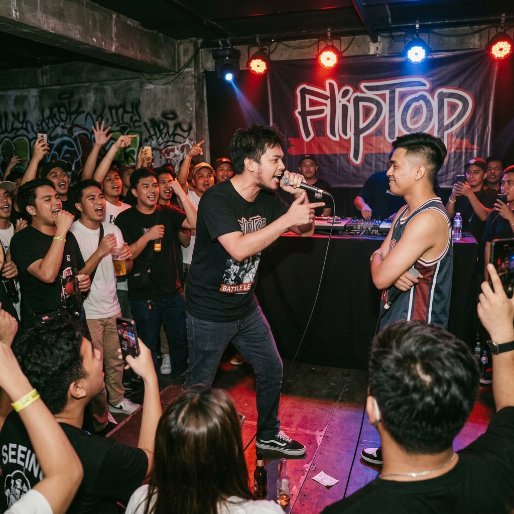 Two rappers performing onstage before an enthusiastic crowd